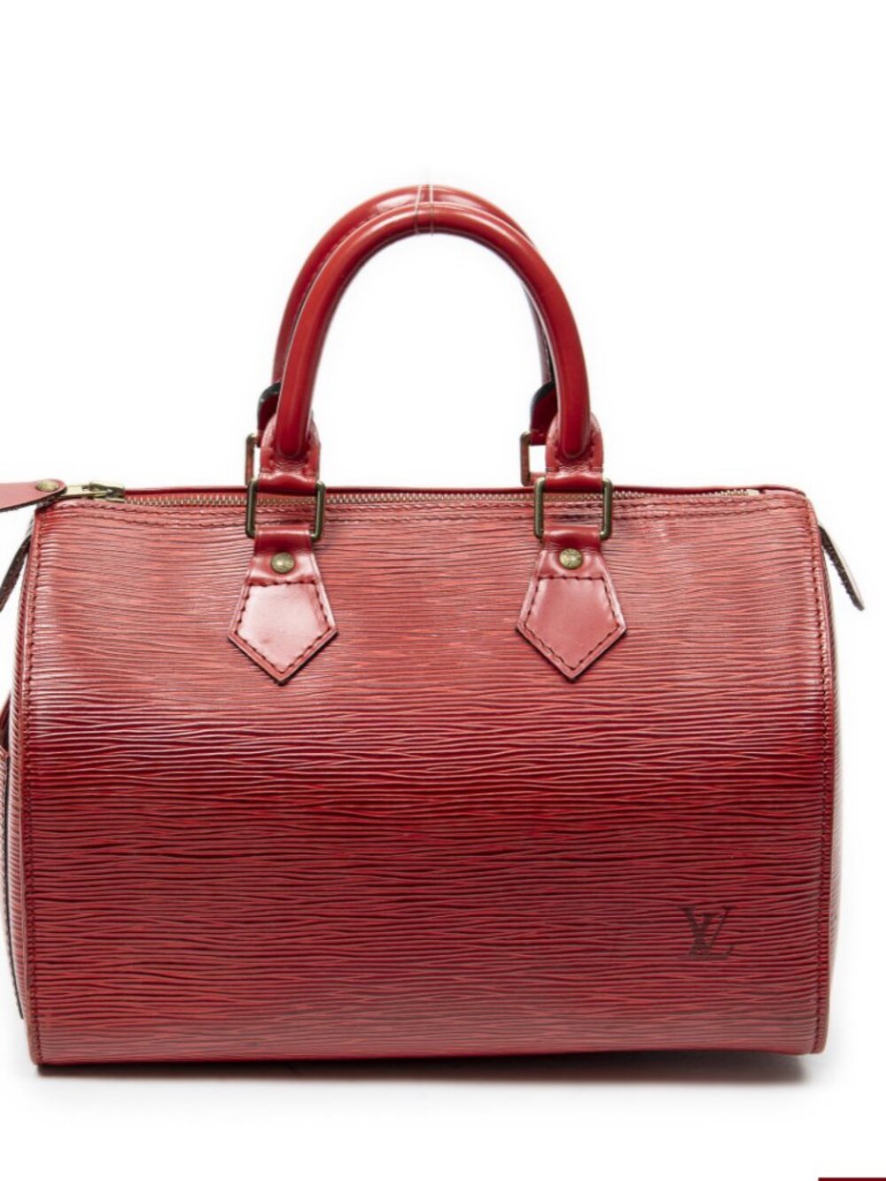 Authentic Louis Vuitton Red Epi Leather Speedy 25 Handbag